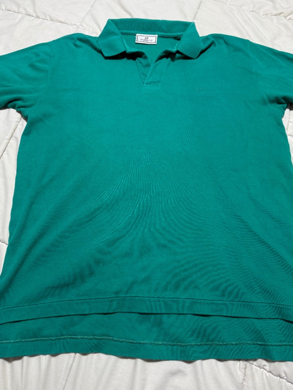 Vintage Givenchy Activewear Green/ Turquoise Polo Shirt XL 100% Cotton.